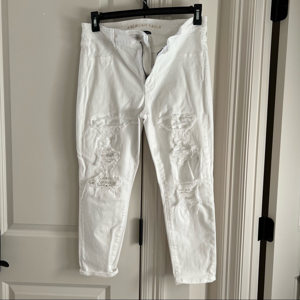Like new Distressed high rise jegging crop 14S